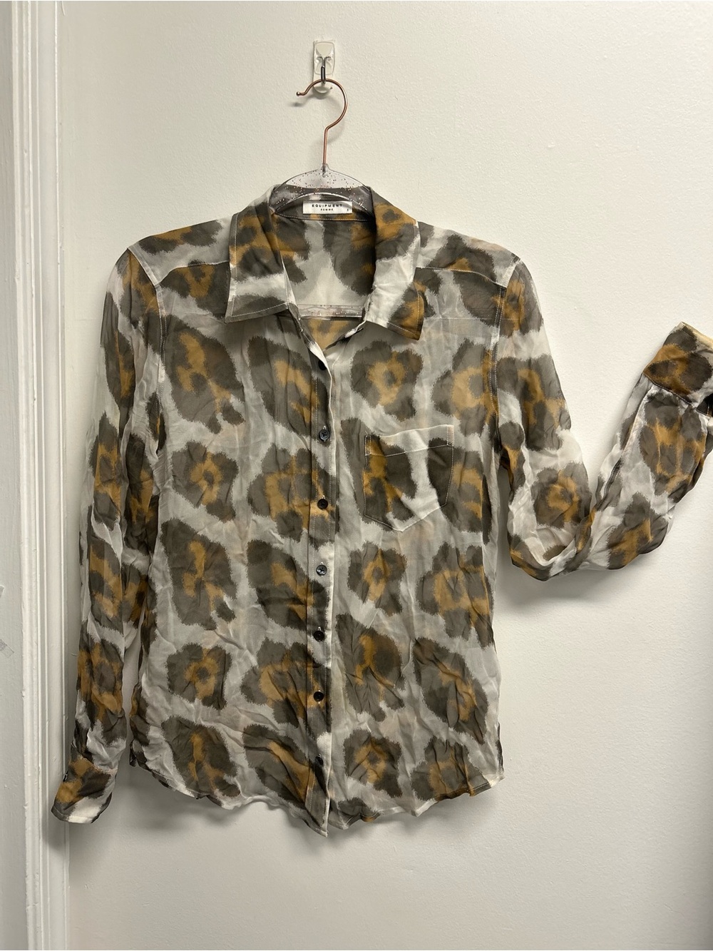 Chiffon 100% silk leopard print layering top